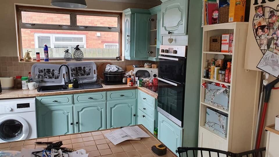 Original kitchen layout before the doorway was moved and chimney breast removed