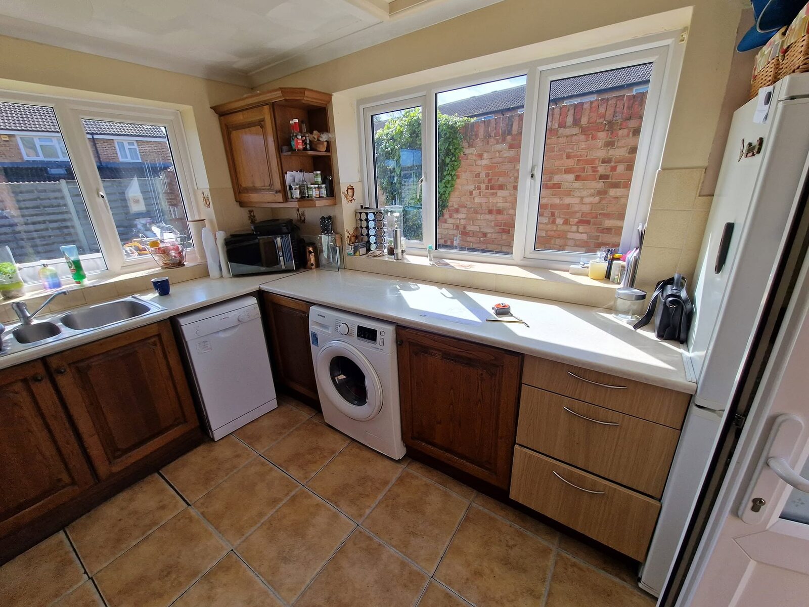 Original kitchen before one window was blocked up and the room redesigned